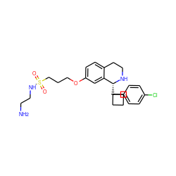 NCCNS(=O)(=O)CCCOc1ccc2c(c1)[C@@H](C1(c3ccc(Cl)cc3)CCC1)NCC2 ZINC000114980436