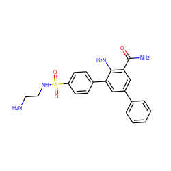 NCCNS(=O)(=O)c1ccc(-c2cc(-c3ccccc3)cc(C(N)=O)c2N)cc1 ZINC000034893700