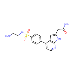 NCCNS(=O)(=O)c1ccc(-c2ccnc3[nH]c(CC(N)=O)cc23)cc1 ZINC000040937939