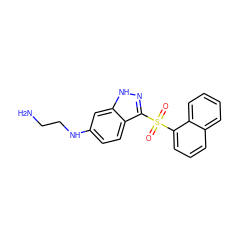 NCCNc1ccc2c(S(=O)(=O)c3cccc4ccccc34)n[nH]c2c1 ZINC000066103531