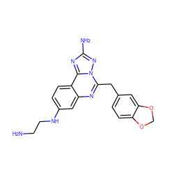 NCCNc1ccc2c(c1)nc(Cc1ccc3c(c1)OCO3)n1nc(N)nc21 ZINC000145002353