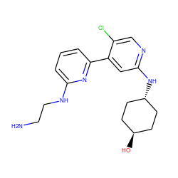 NCCNc1cccc(-c2cc(N[C@H]3CC[C@H](O)CC3)ncc2Cl)n1 ZINC000261148347