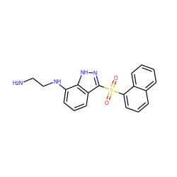 NCCNc1cccc2c(S(=O)(=O)c3cccc4ccccc34)n[nH]c12 ZINC000066111578