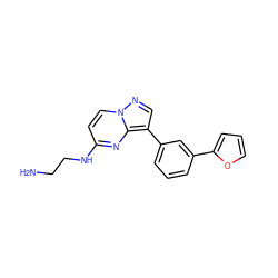 NCCNc1ccn2ncc(-c3cccc(-c4ccco4)c3)c2n1 ZINC000096286361