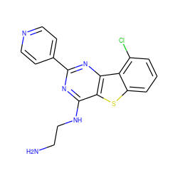 NCCNc1nc(-c2ccncc2)nc2c1sc1cccc(Cl)c12 ZINC000223683283