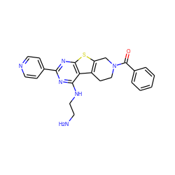 NCCNc1nc(-c2ccncc2)nc2sc3c(c12)CCN(C(=O)c1ccccc1)C3 ZINC000223660625