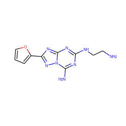 NCCNc1nc(N)n2nc(-c3ccco3)nc2n1 ZINC000073199417