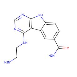 NCCNc1ncnc2[nH]c3ccc(C(N)=O)cc3c12 ZINC000033967402