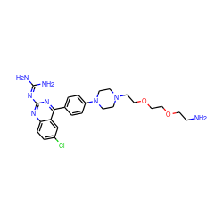 NCCOCCOCCN1CCN(c2ccc(-c3nc(N=C(N)N)nc4ccc(Cl)cc34)cc2)CC1 ZINC000218830863