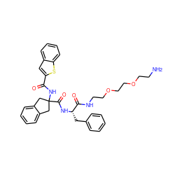 NCCOCCOCCNC(=O)[C@H](Cc1ccccc1)NC(=O)C1(NC(=O)c2cc3ccccc3s2)Cc2ccccc2C1 ZINC000028825174