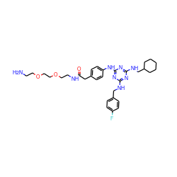 NCCOCCOCCNC(=O)Cc1ccc(Nc2nc(NCc3ccc(F)cc3)nc(NCC3CCCCC3)n2)cc1 ZINC000098043807