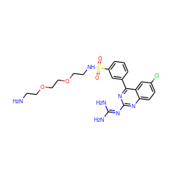 NCCOCCOCCNS(=O)(=O)c1cccc(-c2nc(N=C(N)N)nc3ccc(Cl)cc23)c1 ZINC000218738968