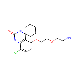 NCCOCCOc1ccc(Cl)c2c1C1(CCCCC1)NC(=O)N2 ZINC000028377023