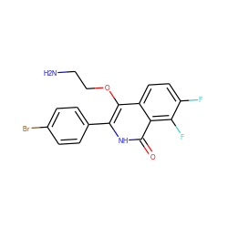 NCCOc1c(-c2ccc(Br)cc2)[nH]c(=O)c2c(F)c(F)ccc12 ZINC000149322154