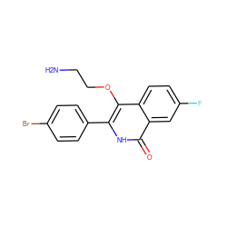 NCCOc1c(-c2ccc(Br)cc2)[nH]c(=O)c2cc(F)ccc12 ZINC000149384131