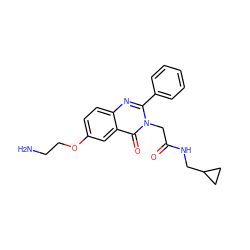 NCCOc1ccc2nc(-c3ccccc3)n(CC(=O)NCC3CC3)c(=O)c2c1 ZINC000058592884