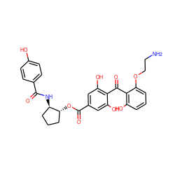 NCCOc1cccc(O)c1C(=O)c1c(O)cc(C(=O)O[C@@H]2CCC[C@H]2NC(=O)c2ccc(O)cc2)cc1O ZINC000014944147