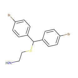 NCCSC(c1ccc(Br)cc1)c1ccc(Br)cc1 ZINC000103246750