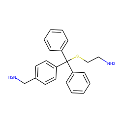 NCCSC(c1ccccc1)(c1ccccc1)c1ccc(CN)cc1 ZINC000084619786