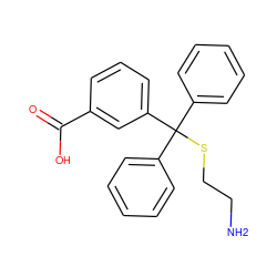 NCCSC(c1ccccc1)(c1ccccc1)c1cccc(C(=O)O)c1 ZINC000084597113