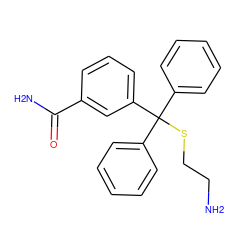 NCCSC(c1ccccc1)(c1ccccc1)c1cccc(C(N)=O)c1 ZINC000084616532