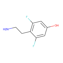 NCCc1c(F)cc(O)cc1F ZINC000040846059