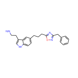 NCCc1c[nH]c2ccc(CCCc3nc(Cc4ccccc4)no3)cc12 ZINC000013827461