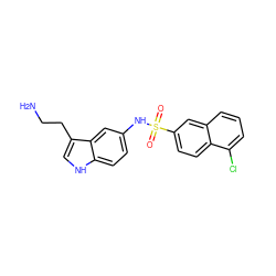 NCCc1c[nH]c2ccc(NS(=O)(=O)c3ccc4c(Cl)cccc4c3)cc12 ZINC000028472061