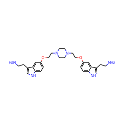 NCCc1c[nH]c2ccc(OCCN3CCN(CCOc4ccc5[nH]cc(CCN)c5c4)CC3)cc12 ZINC000096903904