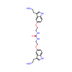 NCCc1c[nH]c2ccc(OCCNC(=O)NCCOc3ccc4[nH]cc(CCN)c4c3)cc12 ZINC000013604978