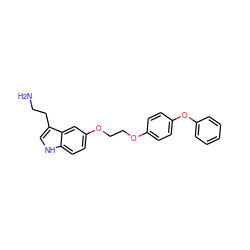 NCCc1c[nH]c2ccc(OCCOc3ccc(Oc4ccccc4)cc3)cc12 ZINC000095593730