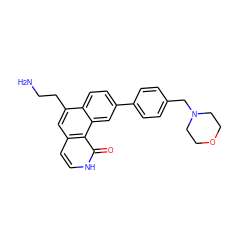 NCCc1cc2cc[nH]c(=O)c2c2cc(-c3ccc(CN4CCOCC4)cc3)ccc12 ZINC000028955882