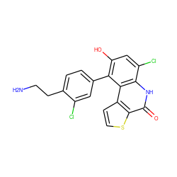 NCCc1ccc(-c2c(O)cc(Cl)c3[nH]c(=O)c4sccc4c23)cc1Cl ZINC000164981367