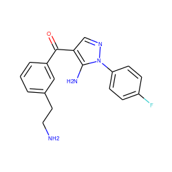 NCCc1cccc(C(=O)c2cnn(-c3ccc(F)cc3)c2N)c1 ZINC000013683021