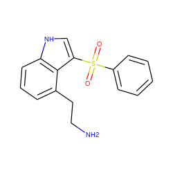 NCCc1cccc2[nH]cc(S(=O)(=O)c3ccccc3)c12 ZINC000045390193