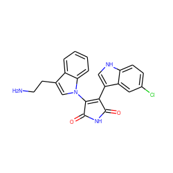 NCCc1cn(C2=C(c3c[nH]c4ccc(Cl)cc34)C(=O)NC2=O)c2ccccc12 ZINC000029125677