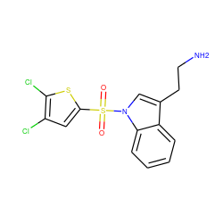 NCCc1cn(S(=O)(=O)c2cc(Cl)c(Cl)s2)c2ccccc12 ZINC000014975942