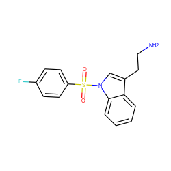 NCCc1cn(S(=O)(=O)c2ccc(F)cc2)c2ccccc12 ZINC000014975907