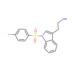 NCCc1cn(S(=O)(=O)c2ccc(I)cc2)c2ccccc12 ZINC000014975913