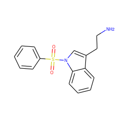 NCCc1cn(S(=O)(=O)c2ccccc2)c2ccccc12 ZINC000014975896