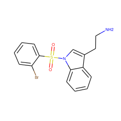 NCCc1cn(S(=O)(=O)c2ccccc2Br)c2ccccc12 ZINC000014975899