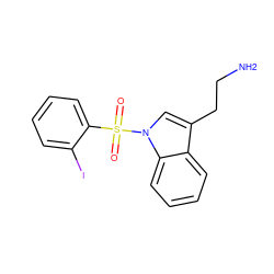 NCCc1cn(S(=O)(=O)c2ccccc2I)c2ccccc12 ZINC000014975902