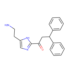 NCCc1cnc(C(=O)CC(c2ccccc2)c2ccccc2)[nH]1 ZINC000028568721