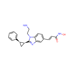 NCCn1c([C@H]2C[C@H]2c2ccccc2)nc2cc(/C=C/C(=O)NO)ccc21 ZINC000072120428