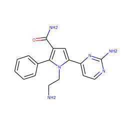 NCCn1c(-c2ccnc(N)n2)cc(C(N)=O)c1-c1ccccc1 ZINC000064503809