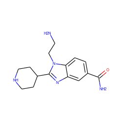 NCCn1c(C2CCNCC2)nc2cc(C(N)=O)ccc21 ZINC000473124858