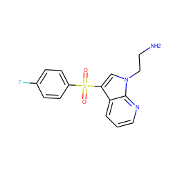 NCCn1cc(S(=O)(=O)c2ccc(F)cc2)c2cccnc21 ZINC000045323198