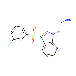 NCCn1cc(S(=O)(=O)c2cccc(F)c2)c2cccnc21 ZINC000045258563