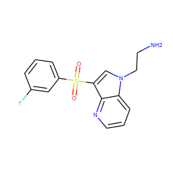 NCCn1cc(S(=O)(=O)c2cccc(F)c2)c2ncccc21 ZINC000045317518