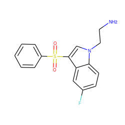 NCCn1cc(S(=O)(=O)c2ccccc2)c2cc(F)ccc21 ZINC000028395674